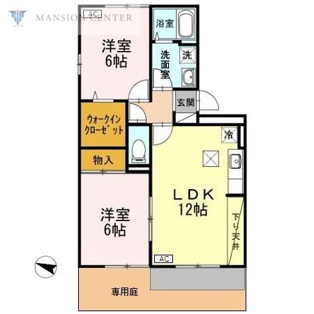 リビングタウン新潟 B(2LDK/1階)の間取り写真