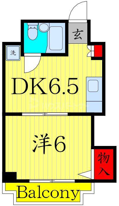 第二若木コーポ(1DK/7階)の間取り写真