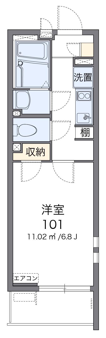 クレイノ柏桜館II(1K/2階)の間取り写真