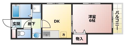 ハイツサンローラン(1DK/2階)の間取り写真