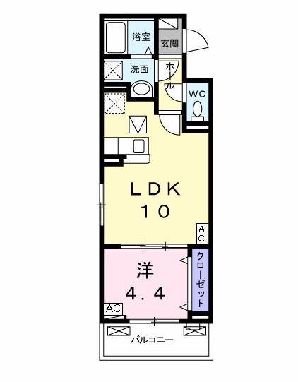 MARCHE II(1LDK/2階)の間取り写真