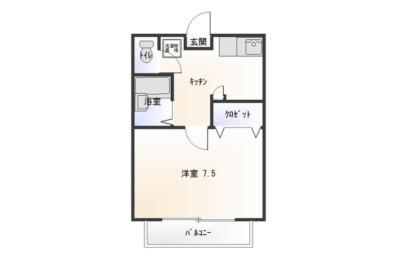 ランドビュー横浜(1K/2階)の間取り写真