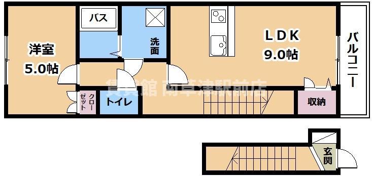 フォレスト矢倉(1LDK/2階)の間取り写真