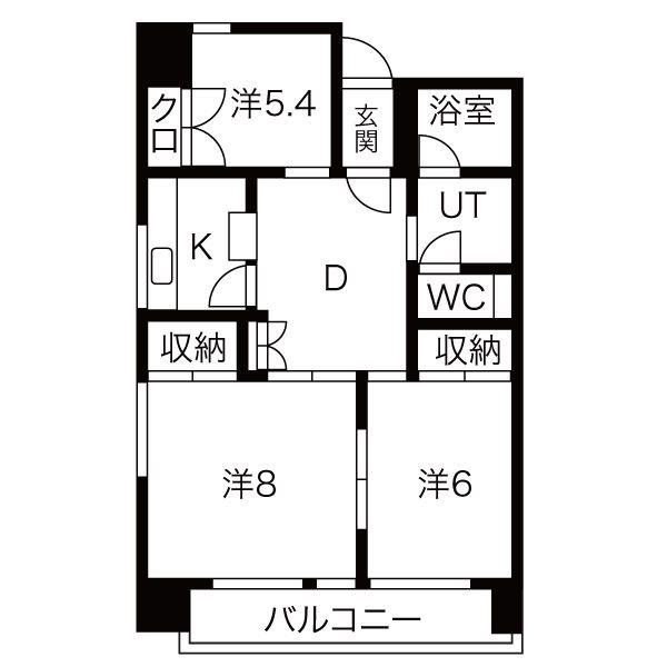 あさひレジデンス大友(3DK/5階)の間取り写真