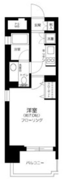 N アクロス目黒(1K/7階)の間取り写真