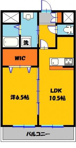 CREA元今泉(1LDK/2階)の間取り写真