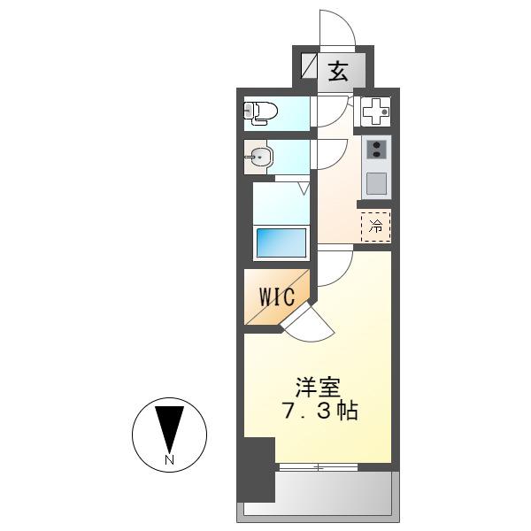 S-RESIDENCE浅間町駅前AXIAL(1K/2階)の間取り写真