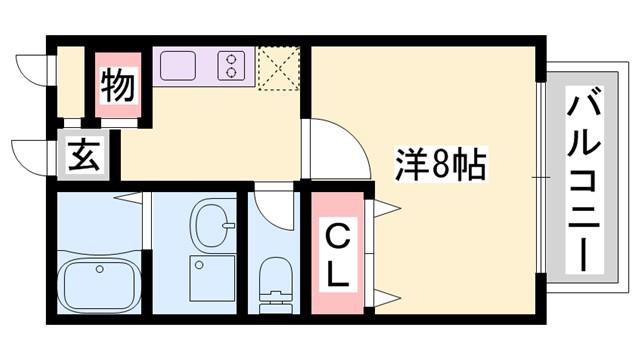 ベルフローラ(1K/2階)の間取り写真