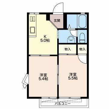 フレグランスかおりA(1LDK/2階)の間取り写真