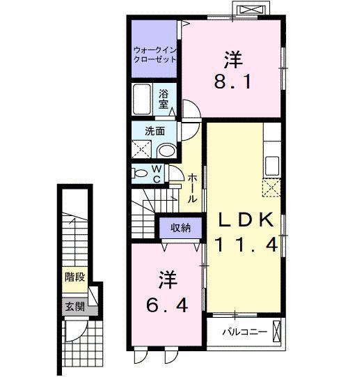 プリュム(2LDK/2階)の間取り写真