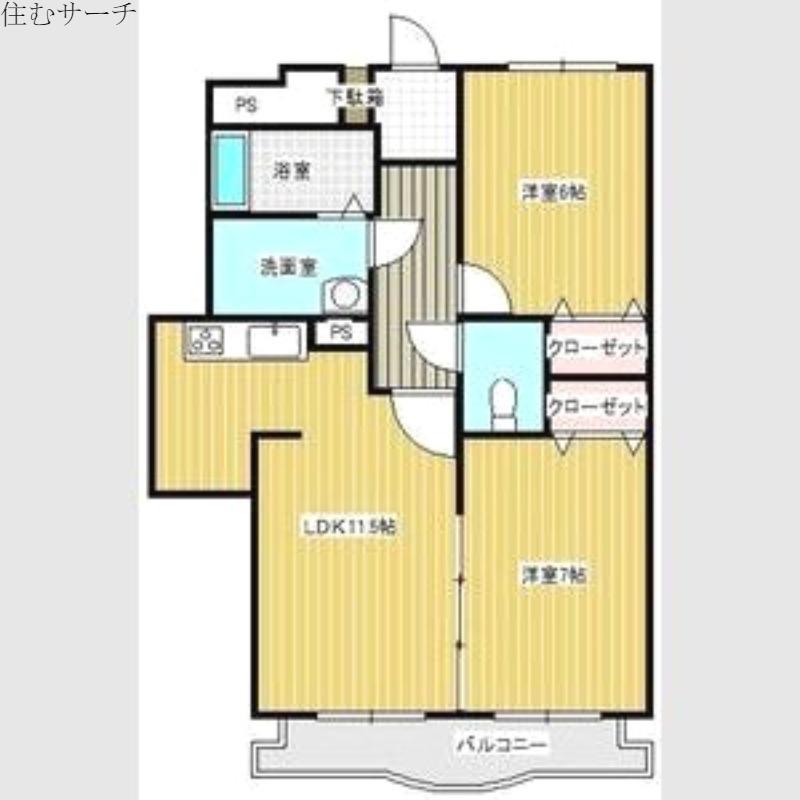 クレストールサカクラ(2LDK/3階)の間取り写真