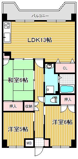 エステマール(3LDK/3階)の間取り写真
