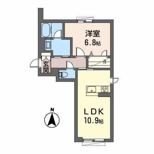 エスポワール木梨(1LDK/1階)の間取り写真