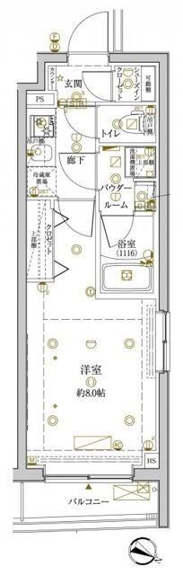 クレイシアアイズ学芸大学(1K/3階)の間取り写真