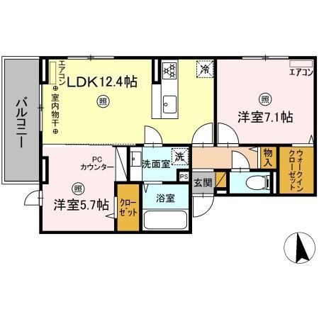フォーリアA(2LDK/2階)の間取り写真