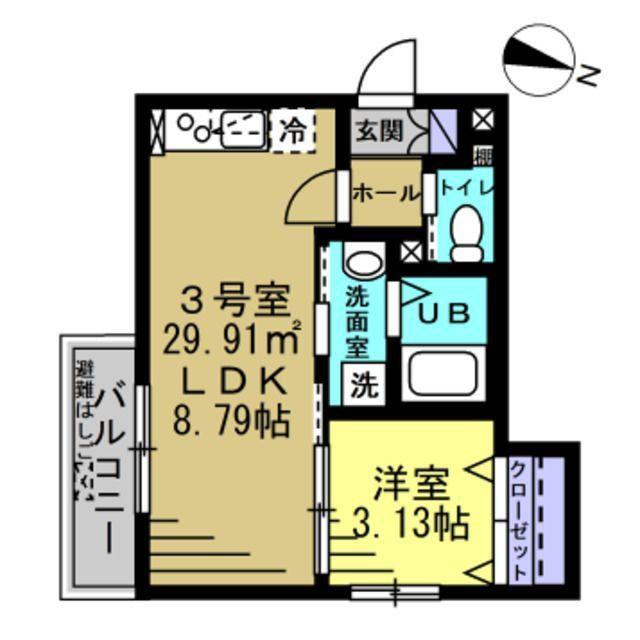 ルカリオ蘇我(1LDK/2階)の間取り写真