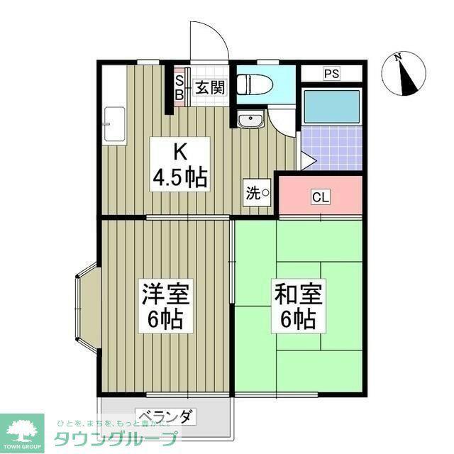 かしまハイツA(2K/2階)の間取り写真