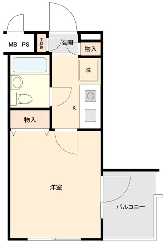 プレール 小田急相模原(1K/4階)の間取り写真
