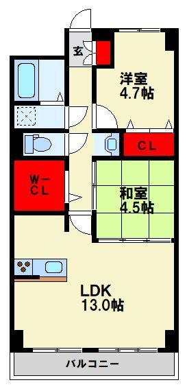 松本ビル(2LDK/3階)の間取り写真