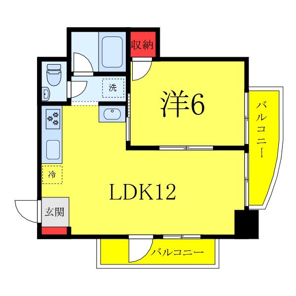 泉ビル(1LDK/7階)の間取り写真