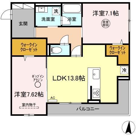 カーサ・グランデ(2LDK/2階)の間取り写真