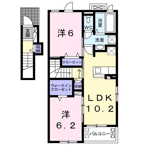 さざんか(2LDK/2階)の間取り写真