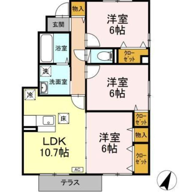 ブランハウス AB A(3LDK/1階)の間取り写真