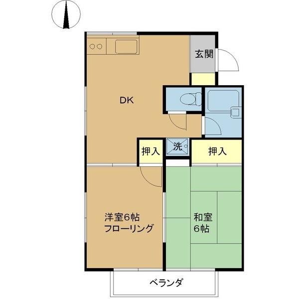 サンライズ近江(2DK/2階)の間取り写真