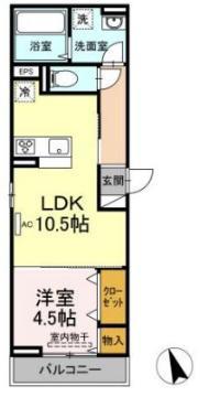 オルテンシア(1LDK/3階)の間取り写真