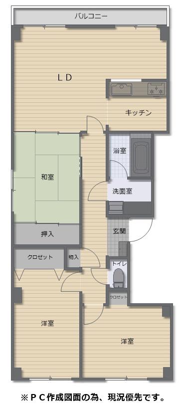 エルシー本通(3LDK/3階)の間取り写真