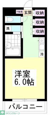 谷津ローズハイツ(ワンルーム/3階)の間取り写真