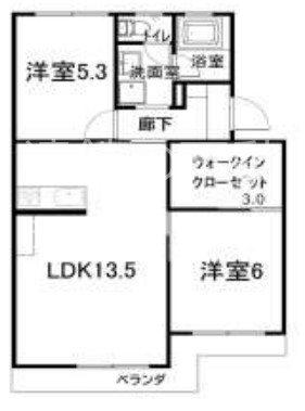 ボヌール片岡II(2LDK/3階)の間取り写真