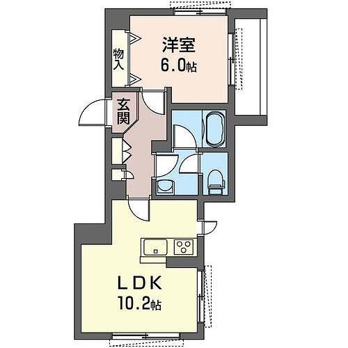 LUCE溝口(1LDK/1階)の間取り写真