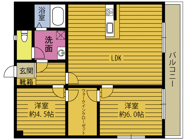 モアグランデ南大分(2LDK/5階)の間取り写真