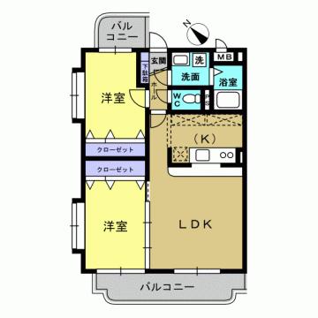 シャトレIII(2LDK/2階)の間取り写真
