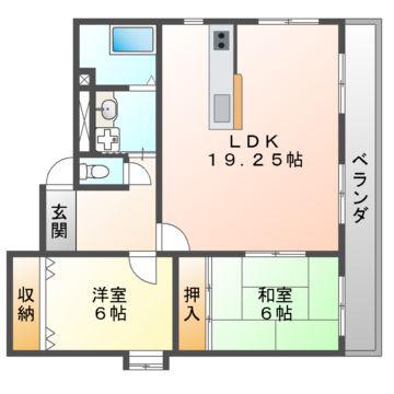 ブルージュ喜志(2LDK/5階)の間取り写真