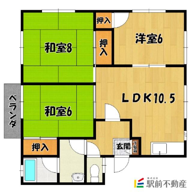 ホワイトビレッジ手鎌I(3LDK/2階)の間取り写真