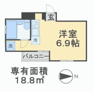 アクアタカケンハイツNO.8(ワンルーム/1階)の間取り写真