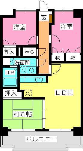 エスペランス大野城(3LDK/2階)の間取り写真