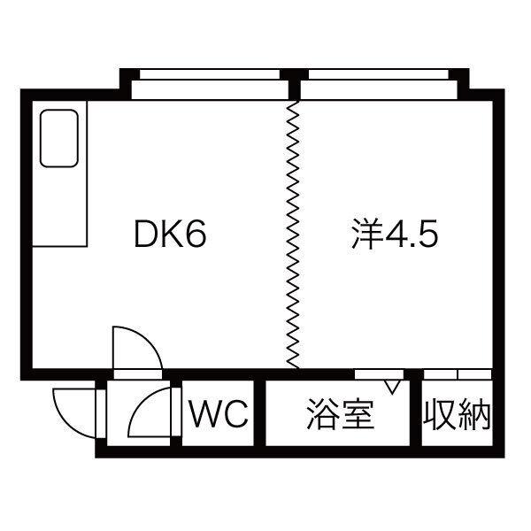 フォレスト麻生(1DK/2階)の間取り写真