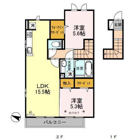 EXCELLENT DOLCE(2LDK/2階)の間取り写真