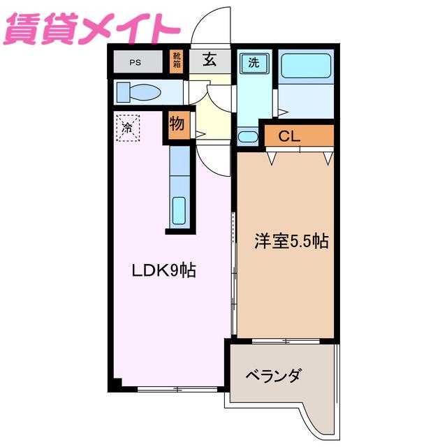 プロニティケン(1LDK/2階)の間取り写真