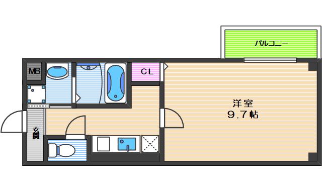 RB桑津(1K/4階)の間取り写真