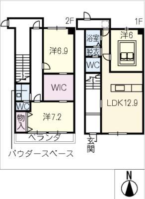 青雲ビル(3LDK/1階)の間取り写真