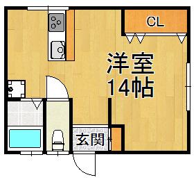 美和ビル(ワンルーム/4階)の間取り写真
