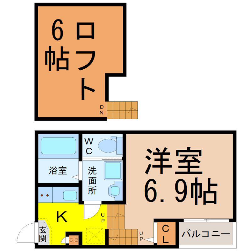 カーサ さくらI(1K/2階)の間取り写真