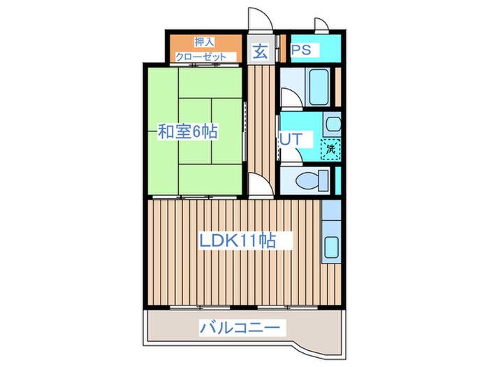 東札幌ハイツ(1LDK/2階)の間取り写真
