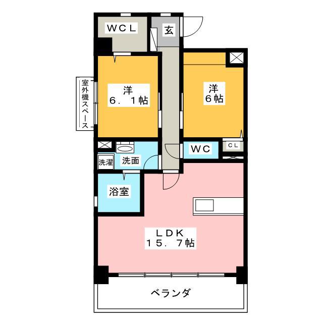 SHANGRI-LA(2LDK/2階)の間取り写真