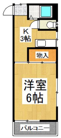 ムサシノコーポ(1K/2階)の間取り写真