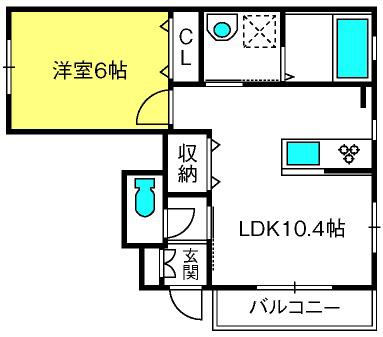 FLAWLESS(1LDK/1階)の間取り写真